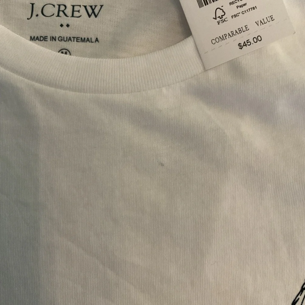 NWT J.Crew White Graphic Tee with Blue Golfer Print in Size Medium